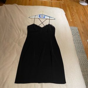 EXPRESS black sexy evening dress w/ criss cross back & lace detail